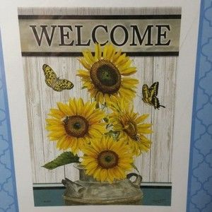 Outdoor Garden Flag Double Sided Welcome Sunflower